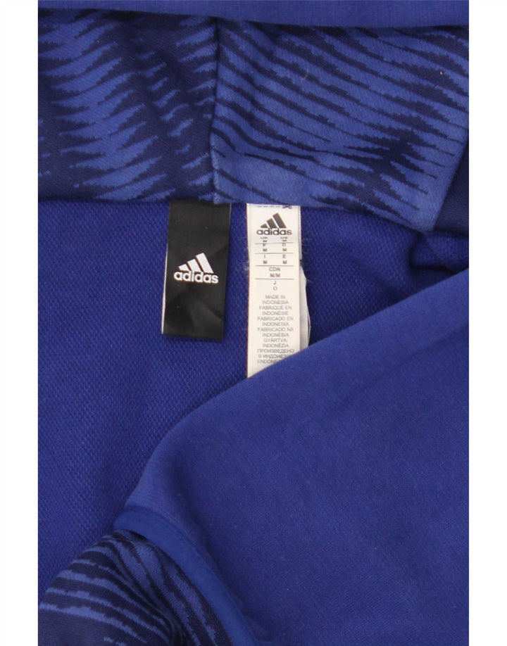 Adidas Męski sweter z kapturem i zamkiem błyskawicznym, średni niebieski, bawełniany