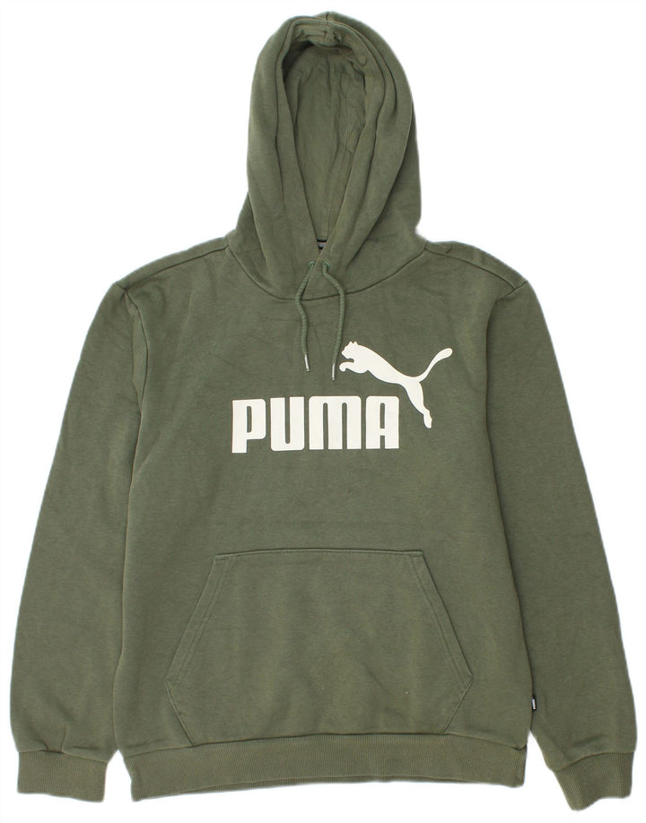 Męski sweter z kapturem Puma z grafiką, mały, zielony, bawełniany
