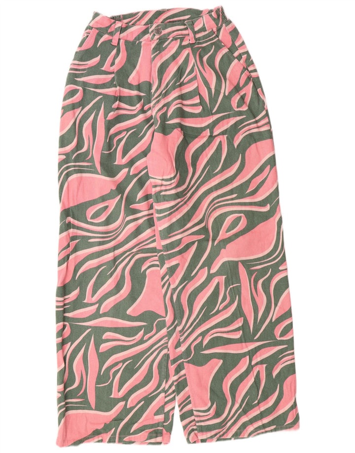 Luźne dżinsy damskie Lucy & Yak z wysokim stanem W28 L29 Różowa bawełna z nadrukiem zwierzęcym