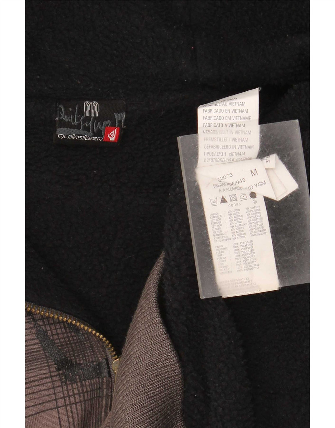 Męski sweter z kapturem i zamkiem błyskawicznym Quiksilver, średnioszary, bawełniany w kratkę