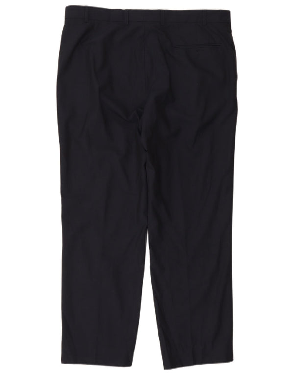 Męskie spodnie garniturowe Marks & Spencer Autograph Straight W38 L35 Granatowe