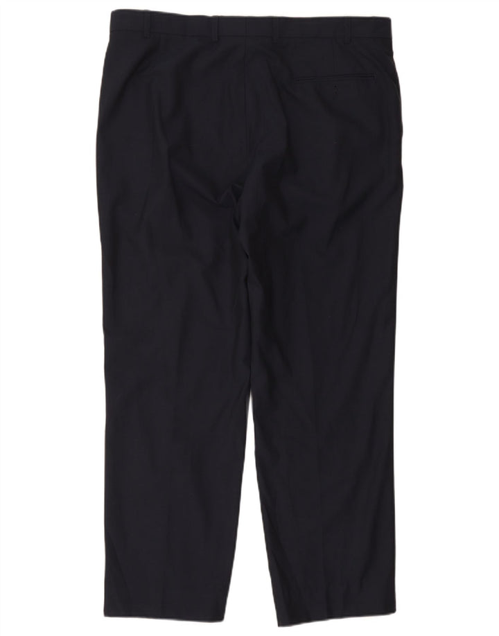 Męskie spodnie garniturowe Marks & Spencer Autograph Straight W38 L35 Granatowe