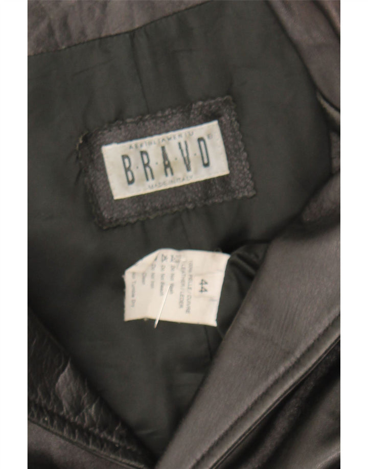 VINTAGE Womens Leather Coat IT 44 Medium Black Leather Vintage Vintage and Second-Hand Vintage from Messina Hembry 
