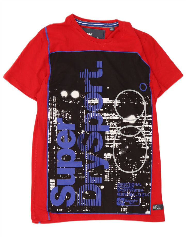 Męski T-shirt z grafiką Superdry, mały, czerwony, bawełniany
