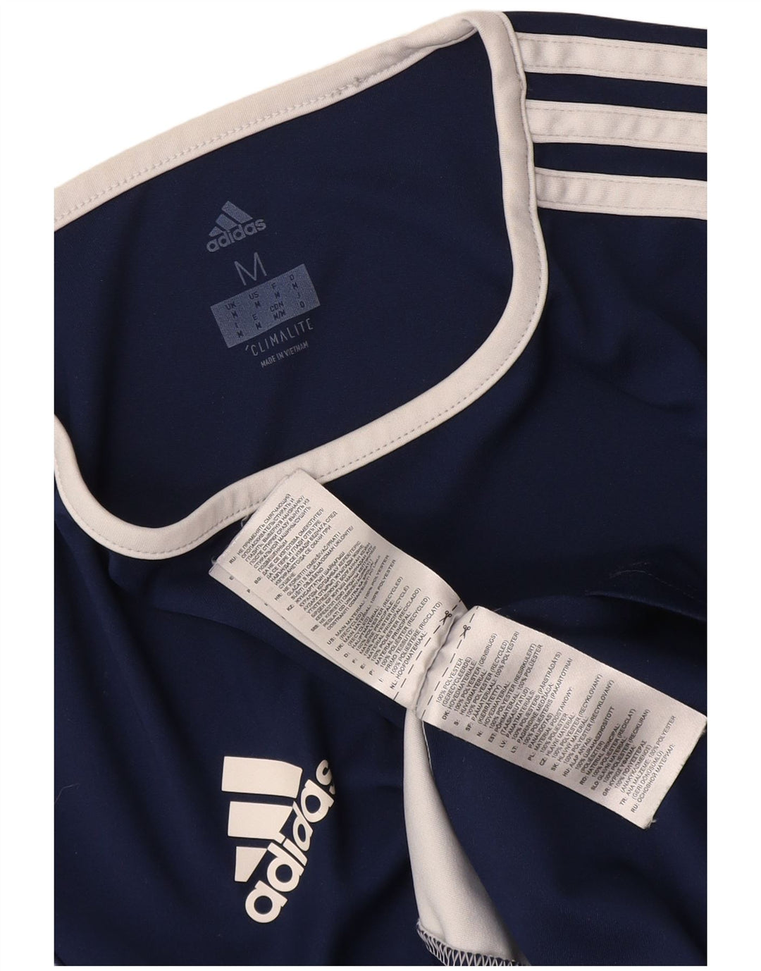 Męska koszulka Adidas Climalite Top, średnia, granatowa, poliester z blokami kolorów