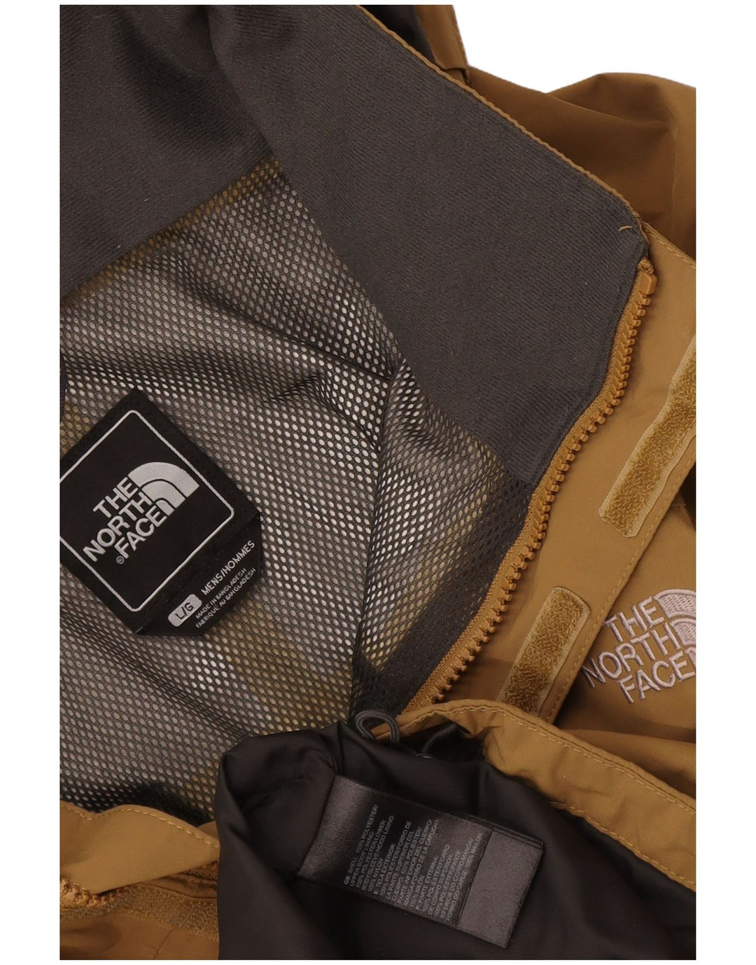 Męska kurtka przeciwdeszczowa z kapturem The North Face UK 40, duża, brązowa, poliestrowa