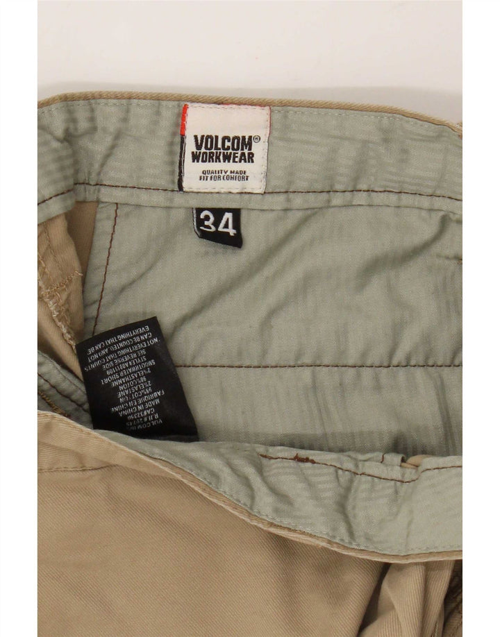 Męskie spodenki robocze Chino Volcom W34, duże, brązowe, bawełniane