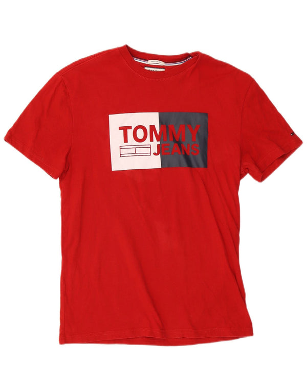 Męski T-shirt z grafiką Tommy Hilfiger o regularnym kroju, mały, czerwony