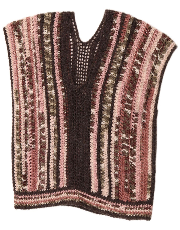 Vintage damski podkoszulek z kamizelką na szydełku UK 16, duże, wielokolorowe paski