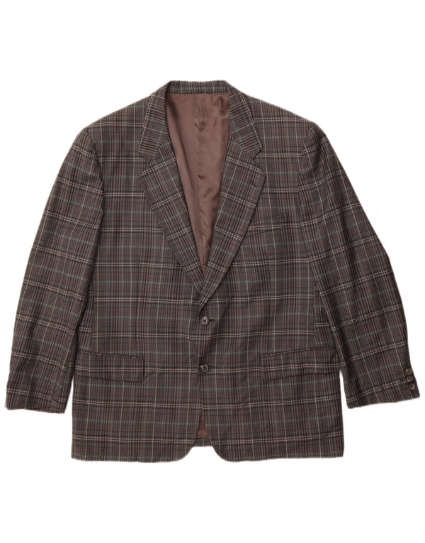 Męska marynarka zapinana na 2 guziki Gianluca Lorenzi IT 56 3XL Szara wełniana kratka