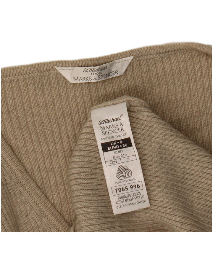 Sweter Marks & Spencer Damski St. Michael V-Neck UK 8 Mały Beżowy