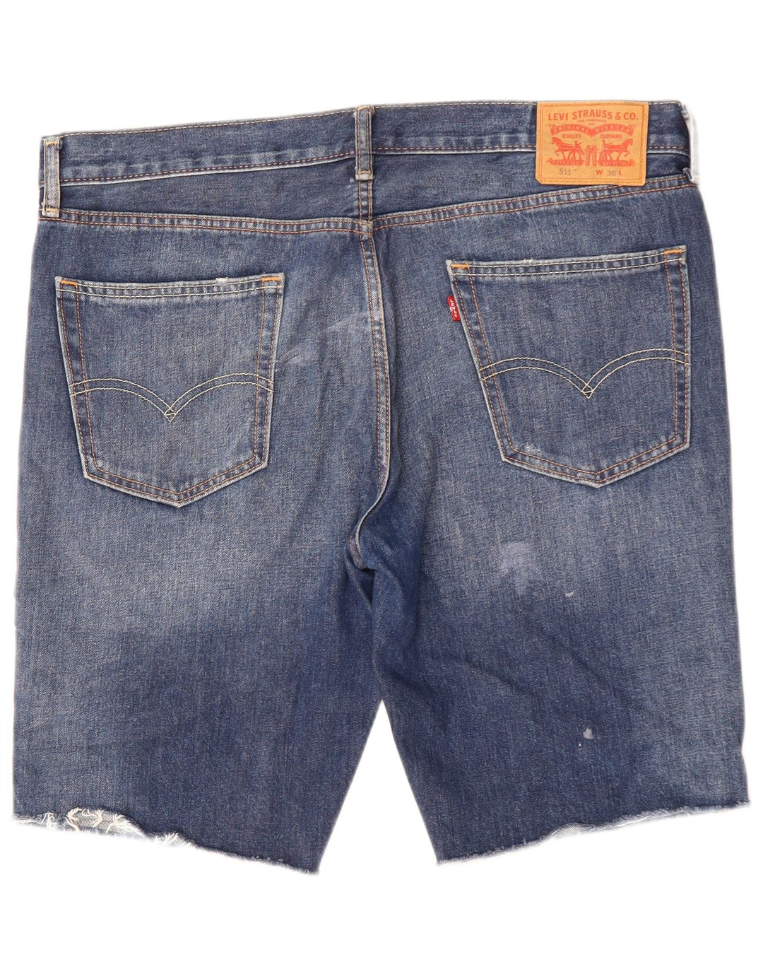Męskie spodenki jeansowe Levi's 511 w trudnej sytuacji W36, duże, niebieskie, bawełniane