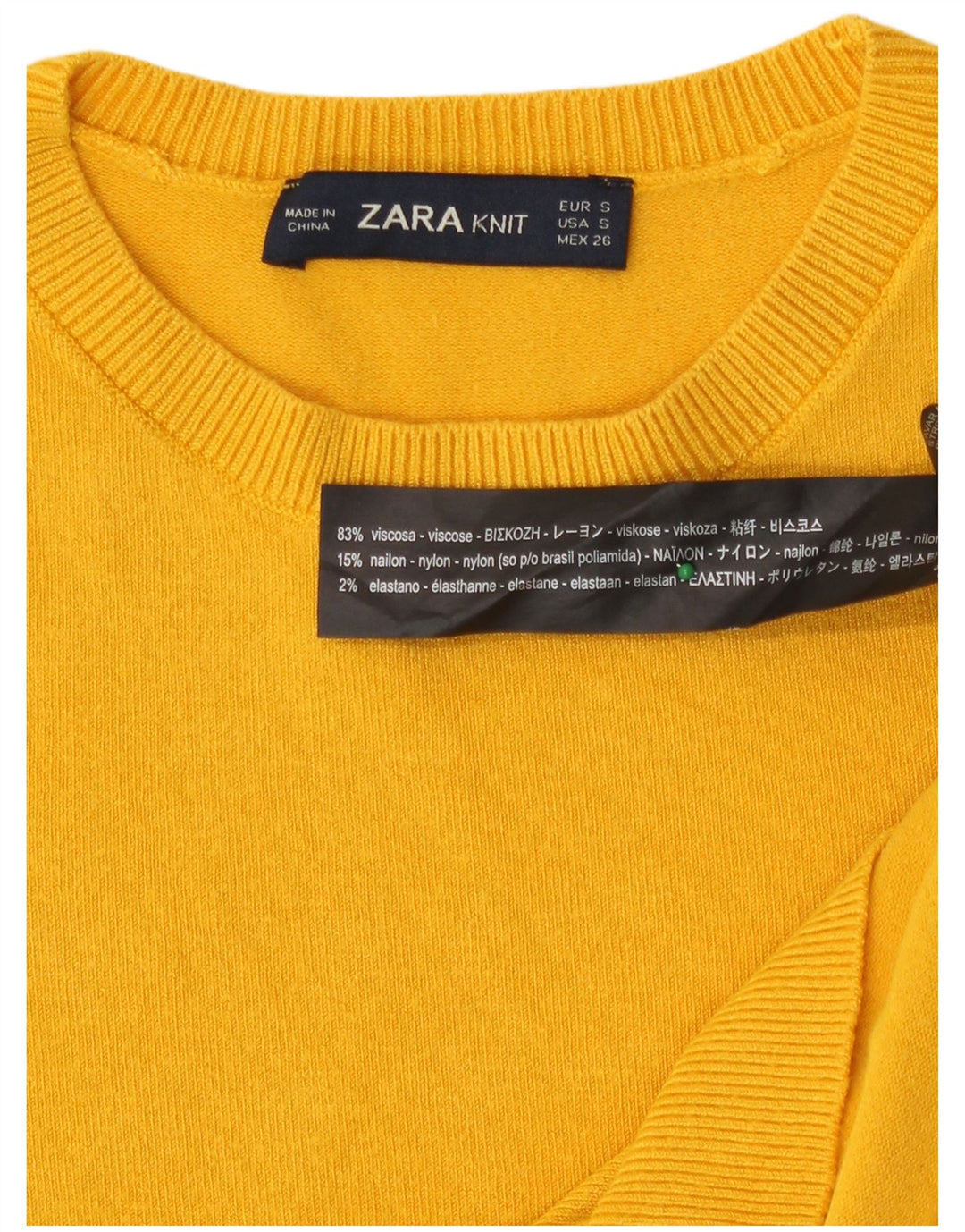 Sweter damski Zara z okrągłym dekoltem UK 10, mały, żółty