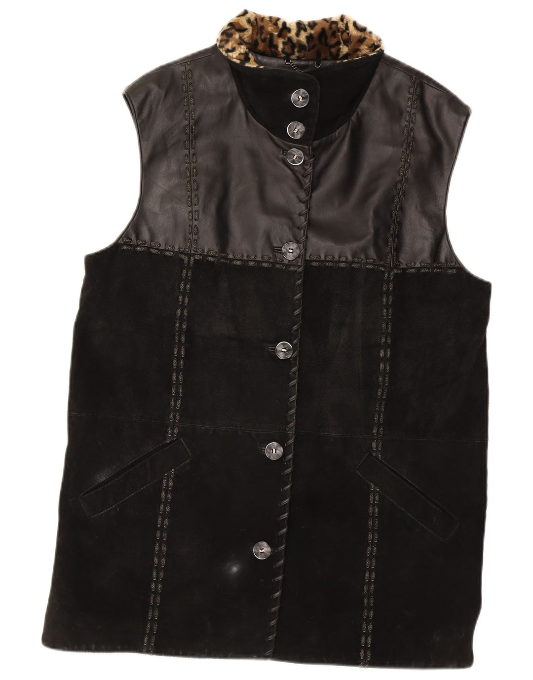 DINO' Z Womens Suede Gilet UK 14 Medium Black Leather