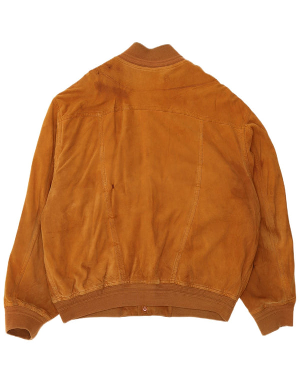 Vintage damska zamszowa kurtka bomber UK 18 XL brązowa