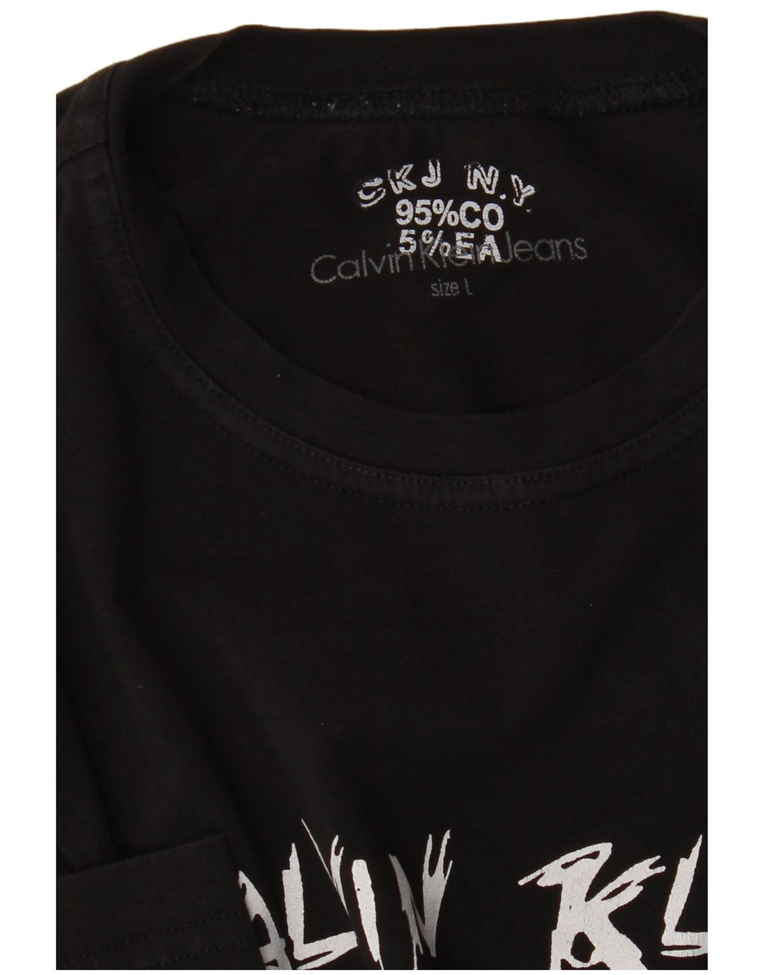 Męskie jeansy Calvin Klein z grafiką, długimi rękawami, duże, czarne, bawełniane