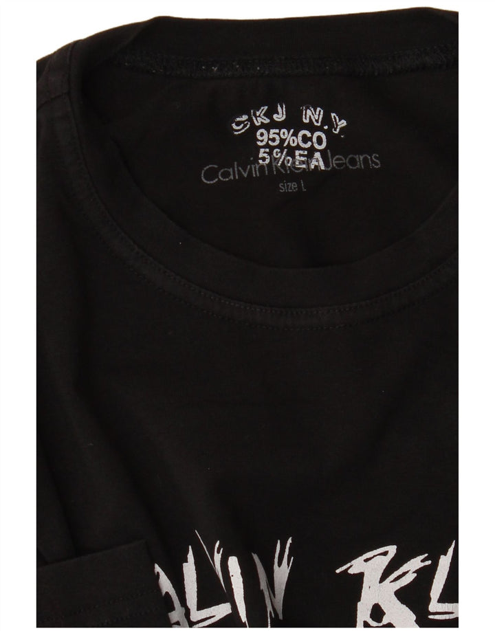 Męskie jeansy Calvin Klein z grafiką, długimi rękawami, duże, czarne, bawełniane