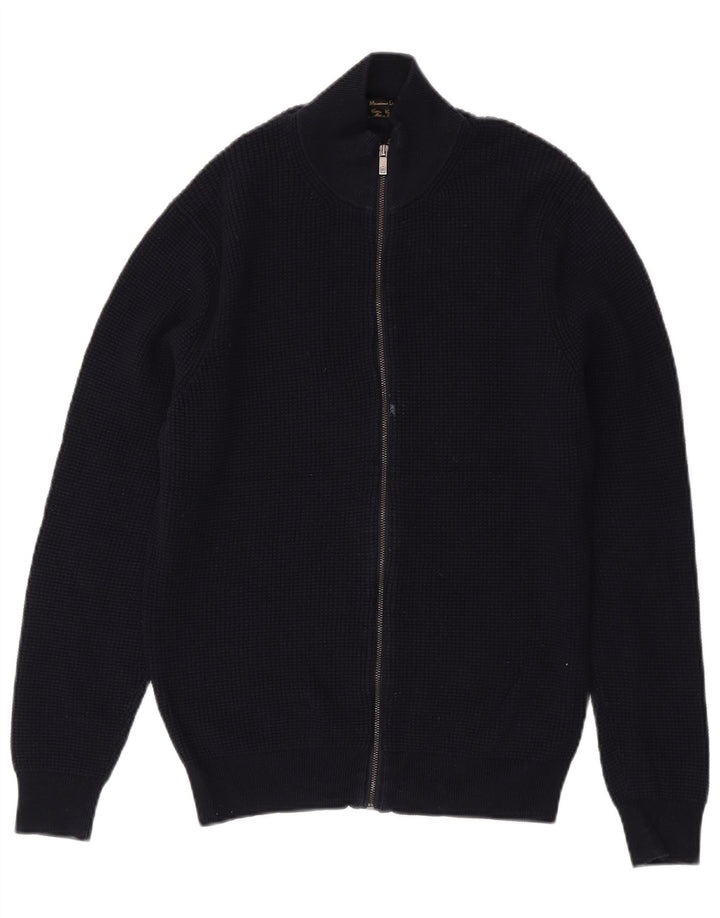 Męski sweter rozpinany Massimo Dutti, średni granatowy