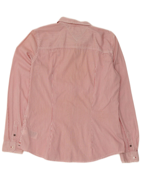 Tommy Hilfiger Womens Shirt UK 18 XL Red Pinstripe Cotton