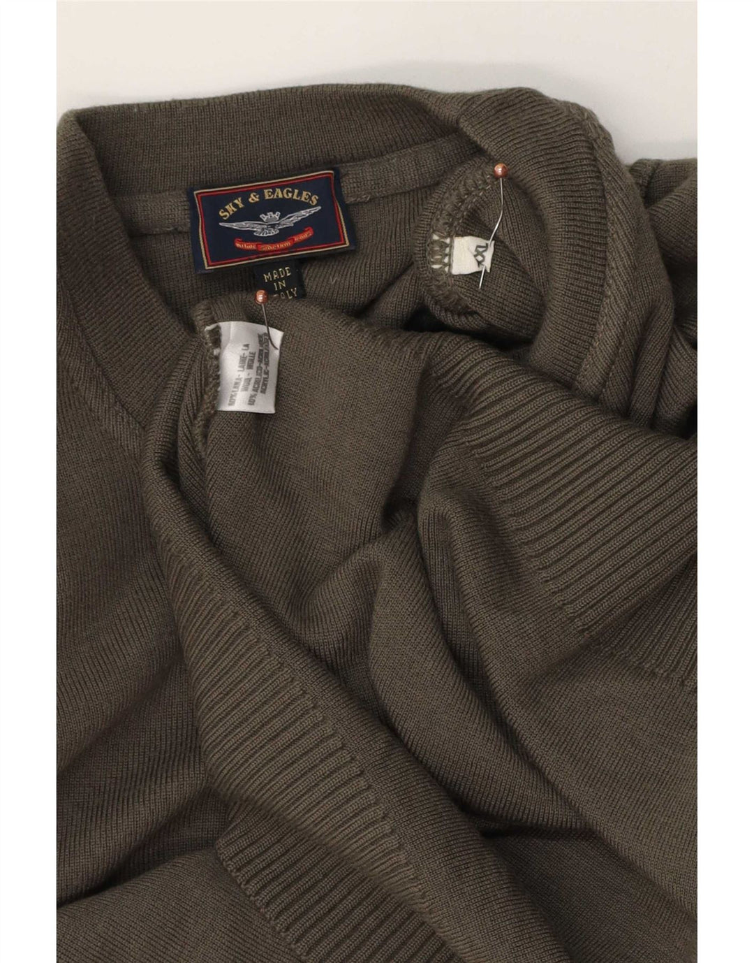 Męski sweter z okrągłym dekoltem Sky & Eagle, 2XL, wełna khaki