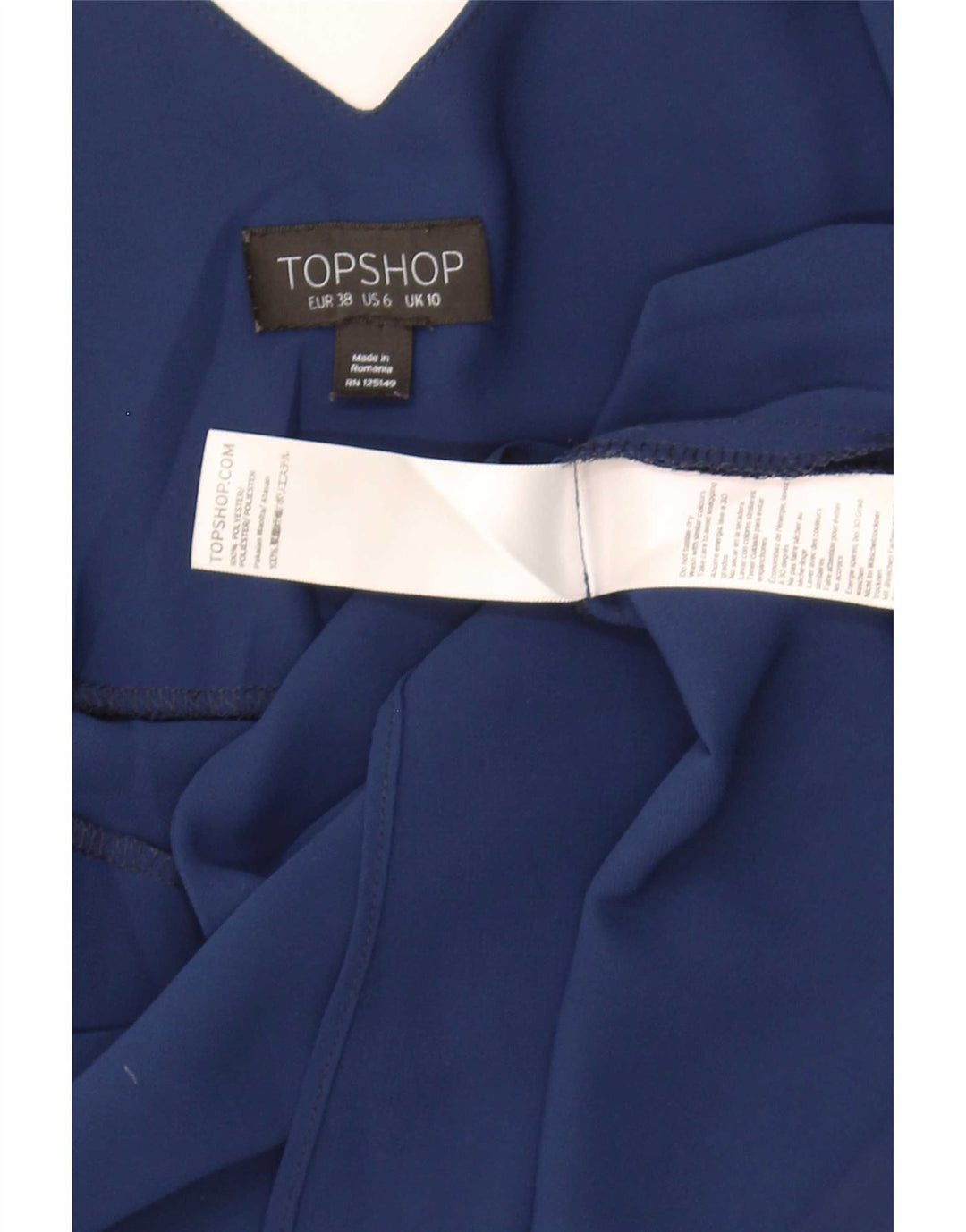 Topshop damski top na ramiączkach UK 10, mały, granatowy, poliester