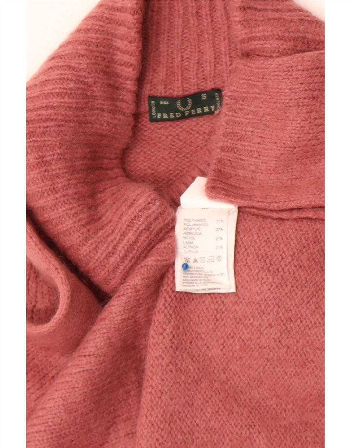 Damski sweter z golfem Fred Perry, UK 10, mały różowy