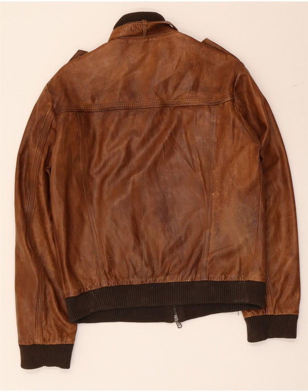 Vintage męska skórzana kurtka wojskowa UK 36 Small Brown