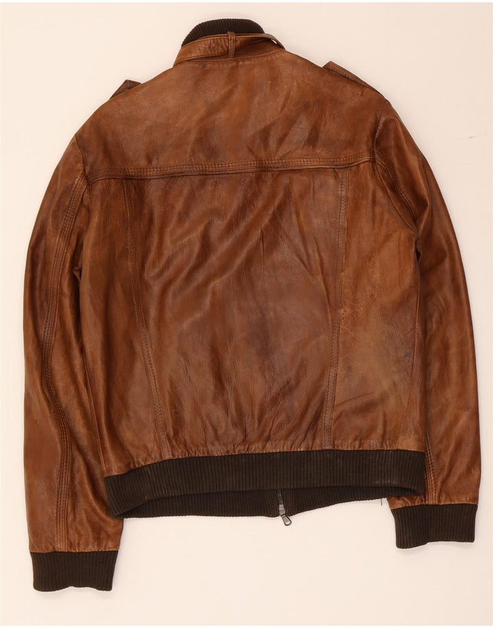 Vintage męska skórzana kurtka wojskowa UK 36 Small Brown