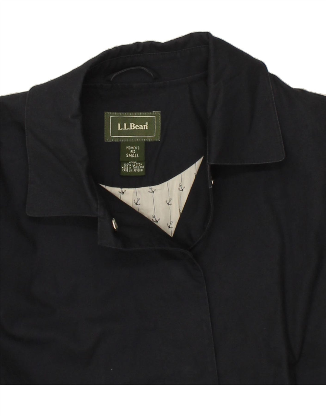 L.L.BEAN Womens Overcoat UK 10 Small Navy Blue Cotton Vintage L.L.Bean and Second-Hand L.L.Bean from Messina Hembry 