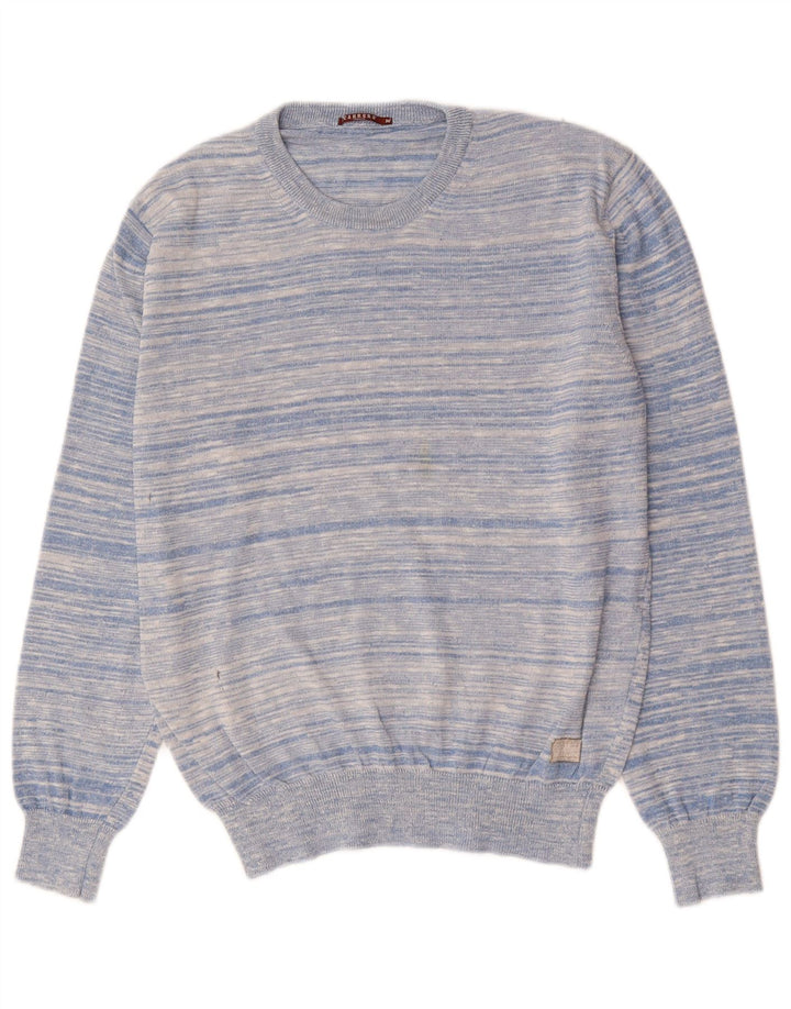 CARRERA Męski sweter z okrągłym dekoltem, bawełniany w średnie niebieskie paski