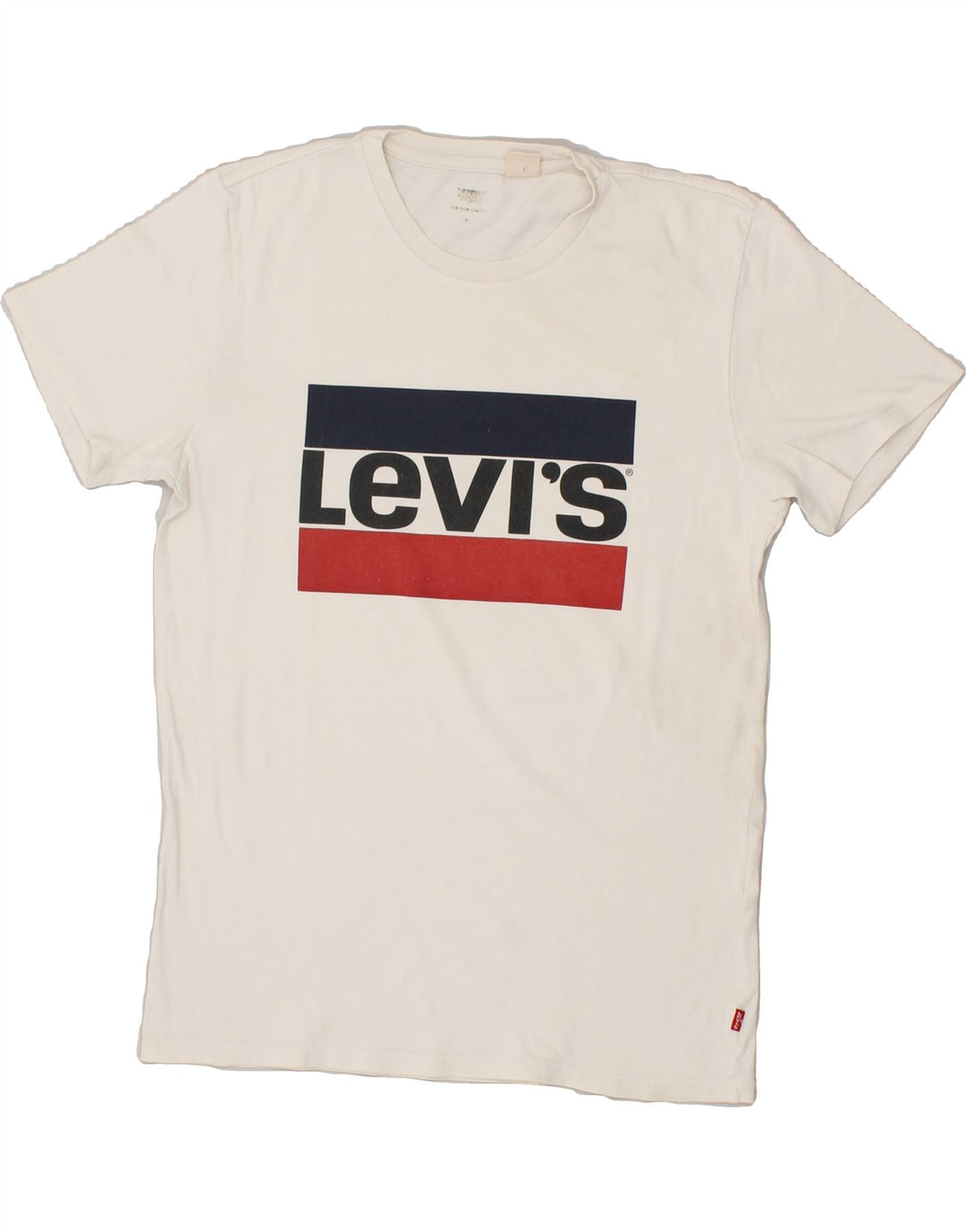 LEVI'S Mens Graphic T-Shirt Top Small Off White Cotton Vintage Levi's and Second-Hand Levi's from Messina Hembry 
