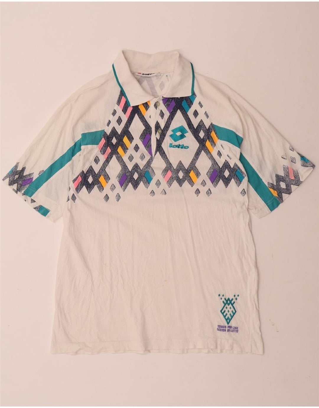 Męska koszulka polo LOTTO, średnia biała, geometryczna