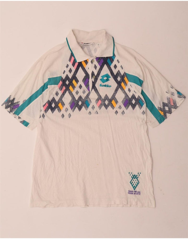 Męska koszulka polo LOTTO, średnia biała, geometryczna