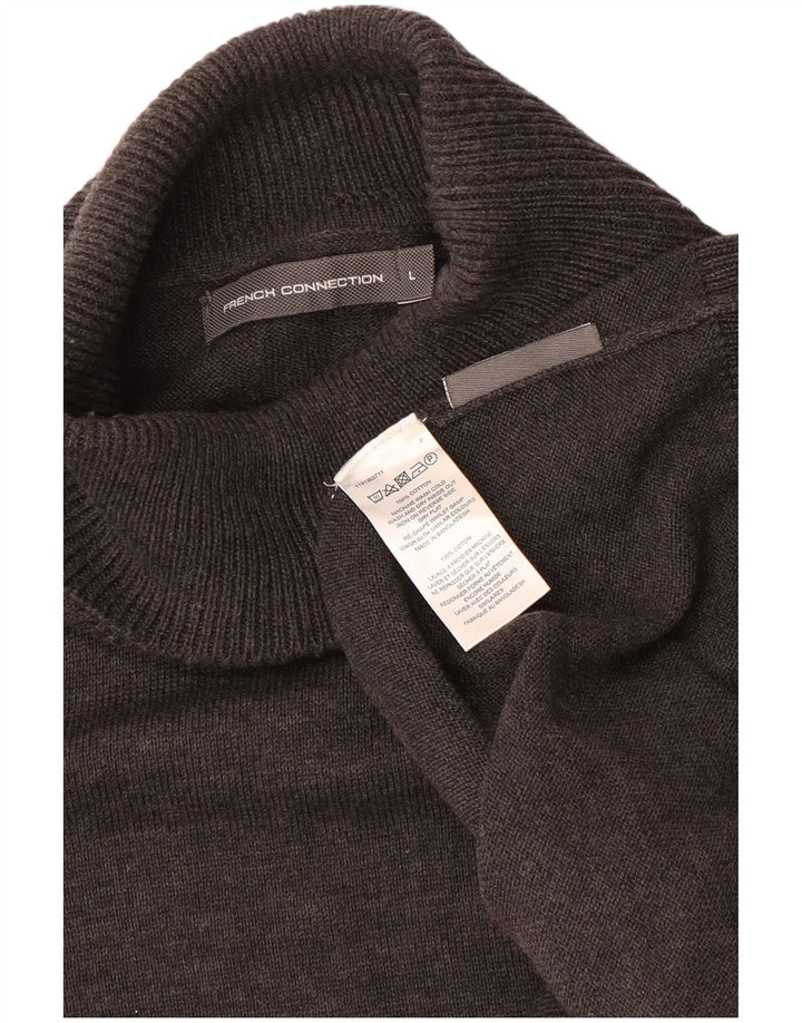 Męski sweter z golfem French Connection, duży, brązowy, bawełniany