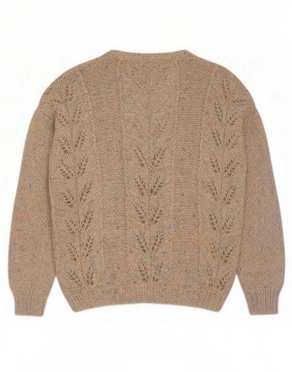 Vintage damski sweter rozpinany UK 20 2XL beżowy nakrapiany
