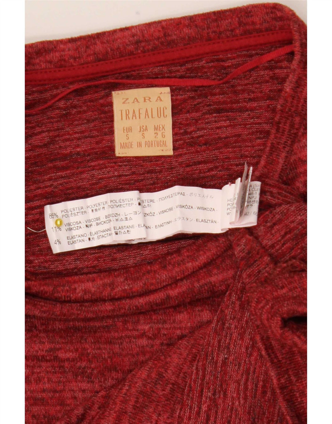 T-shirt damski Zara Top UK 10, mały, czerwony, nakrapiany poliester