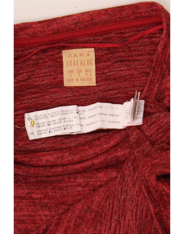 T-shirt damski Zara Top UK 10, mały, czerwony, nakrapiany poliester