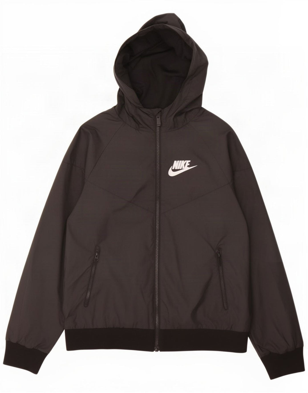 Chłopięca kurtka przeciwdeszczowa Nike z kapturem, 10-11 lat, średni czarny poliester