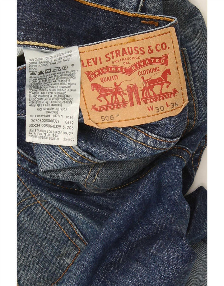 Męskie dżinsy Levi's 506 Straight W30 L34 Granatowa bawełna