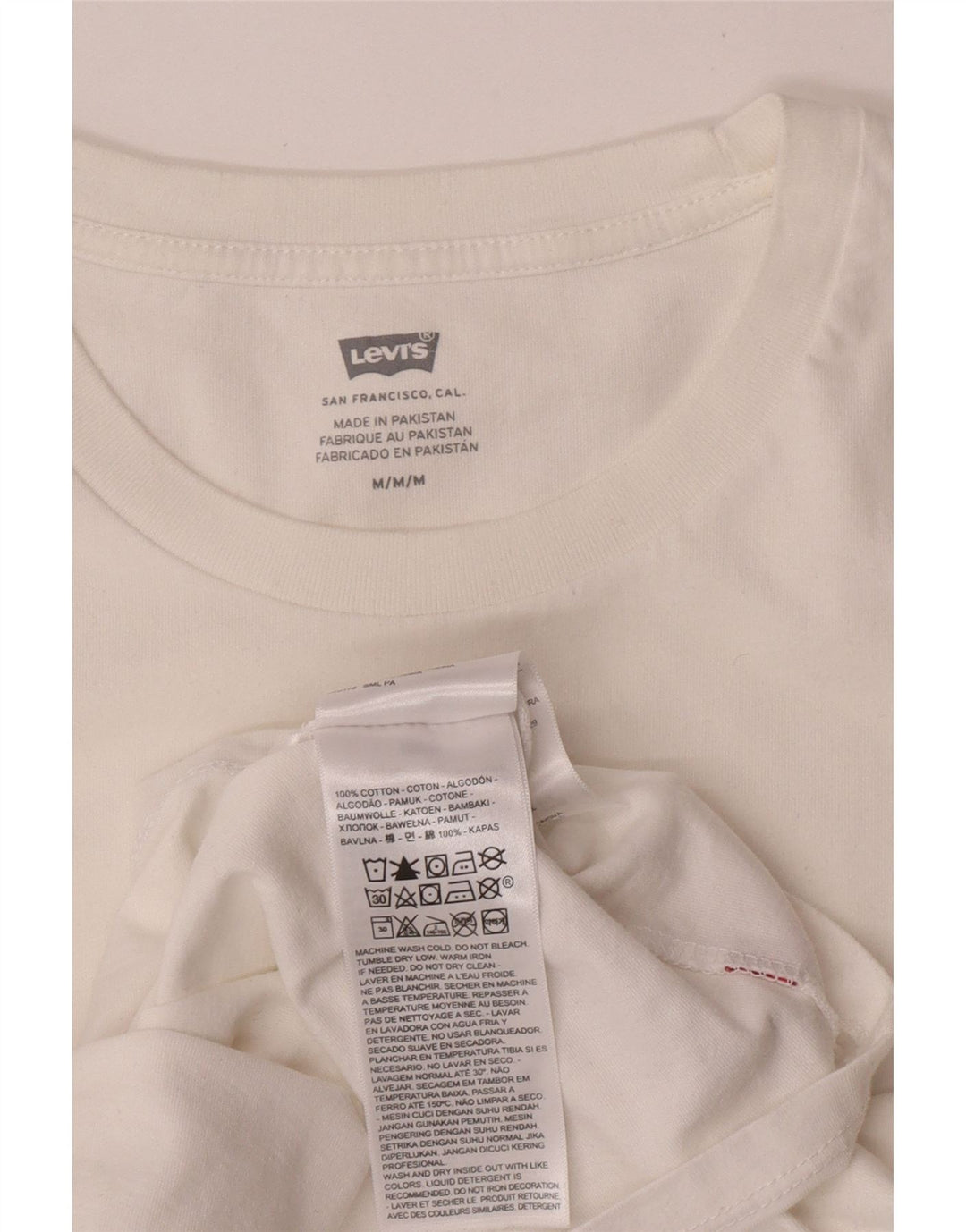 Damska koszulka z grafiką Levi's Top UK 14 Średnia biała bawełna