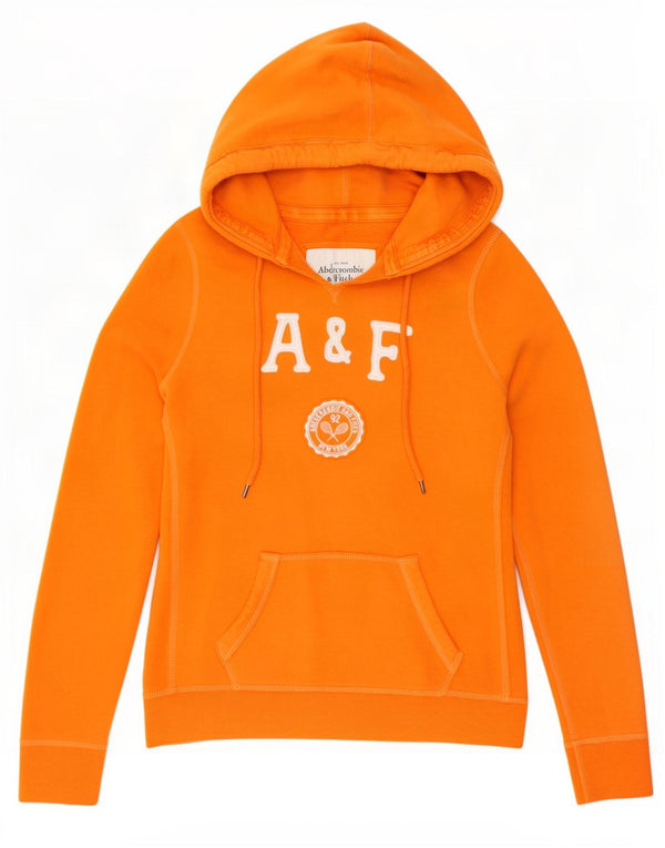 Damski sweter z kapturem i grafiką Abercrombie & Fitch UK 14, średni pomarańczowy, bawełniany