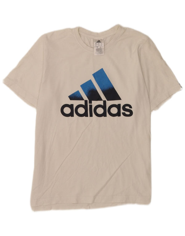 Męska koszulka z grafiką Adidas, mała, biała, bawełniana