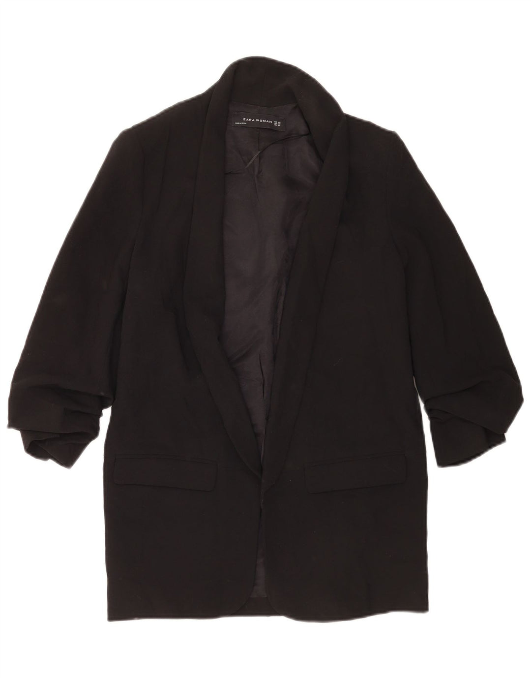 Damska marynarka Zara, otwarta, oversize, UK 6 XS, czarny poliester