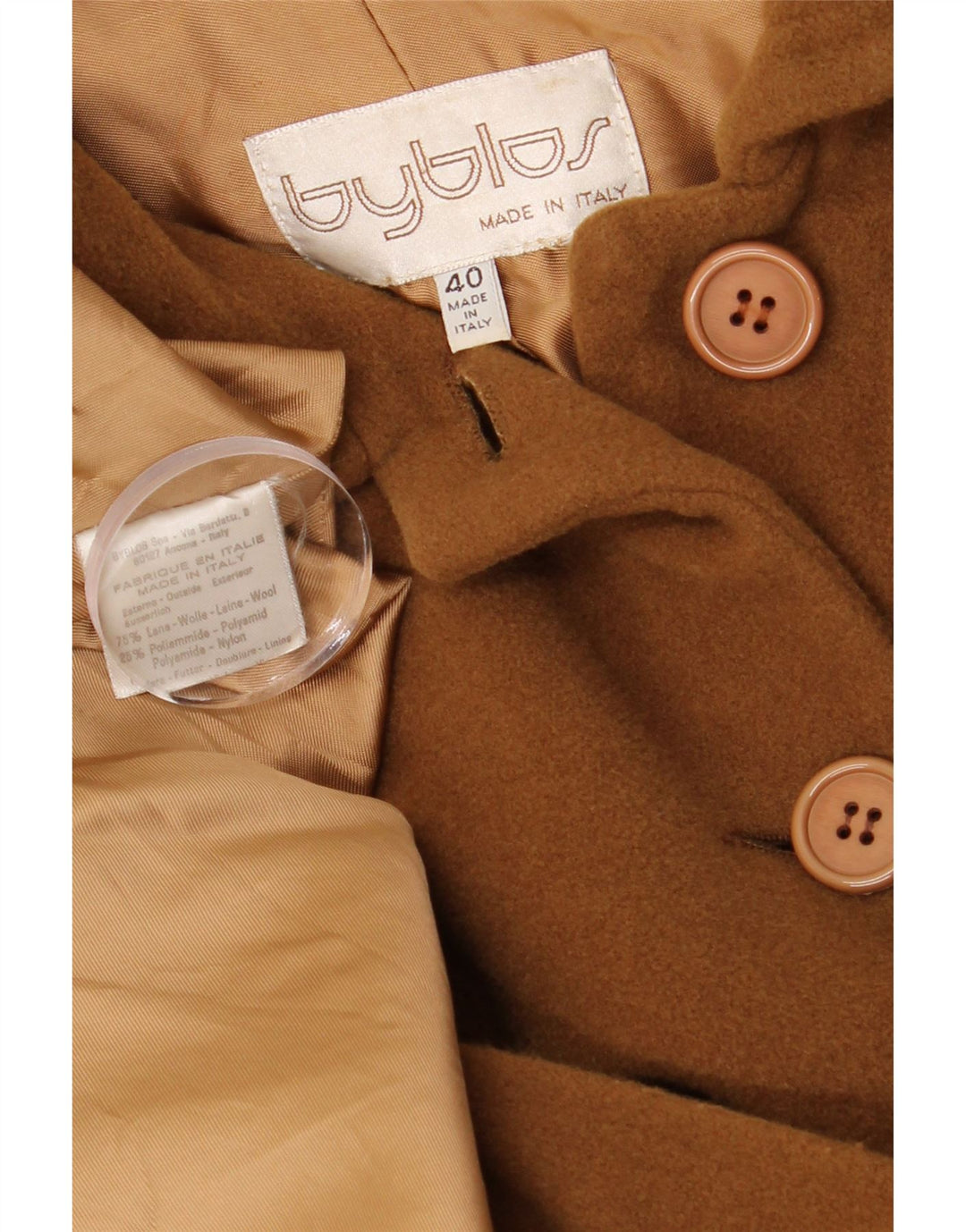 Byblos Damski płaszcz oversize Princess IT 40 Small Brown Wełna