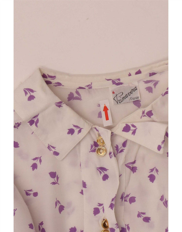 Primavera Firenze Womens Pullover Shirt Blouse UK 14 Medium White Floral