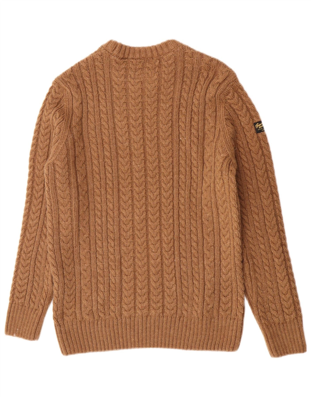 Męski sweter Superdry z okrągłym dekoltem, duży, brązowy, akrylowy