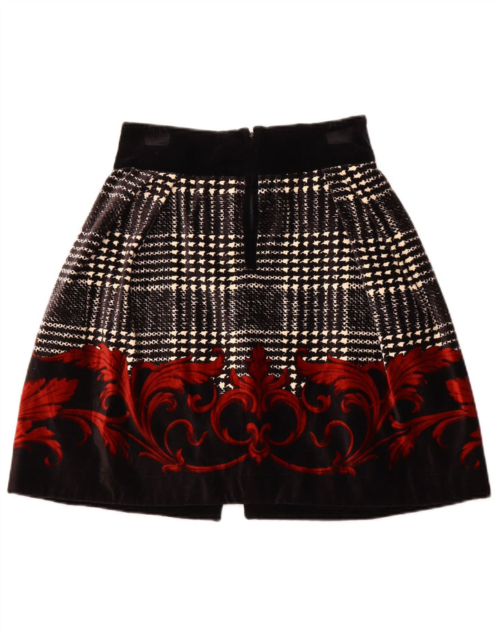 BYBLOS Damska aksamitna spódnica w kształcie litery A IT 42 Medium W28 Czarna bawełniana w kwiaty