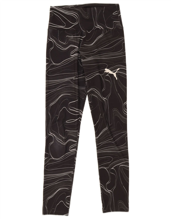 Damskie legginsy Puma z abstrakcyjnym wzorem UK 8, małe czarne geometryczne