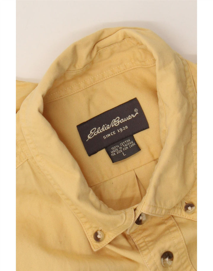 Męska koszula z krótkim rękawem Eddie Bauer, duża, żółta, bawełniana