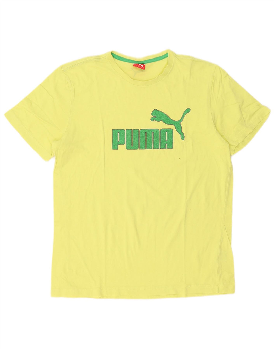 Męski T-shirt Puma z grafiką, duży, żółty, bawełniany